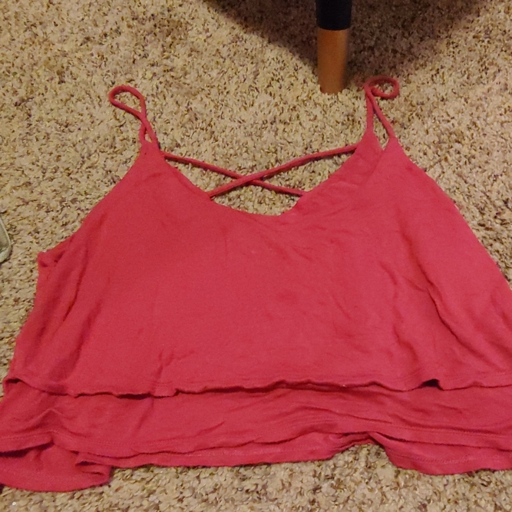 Maroon back cross crop top